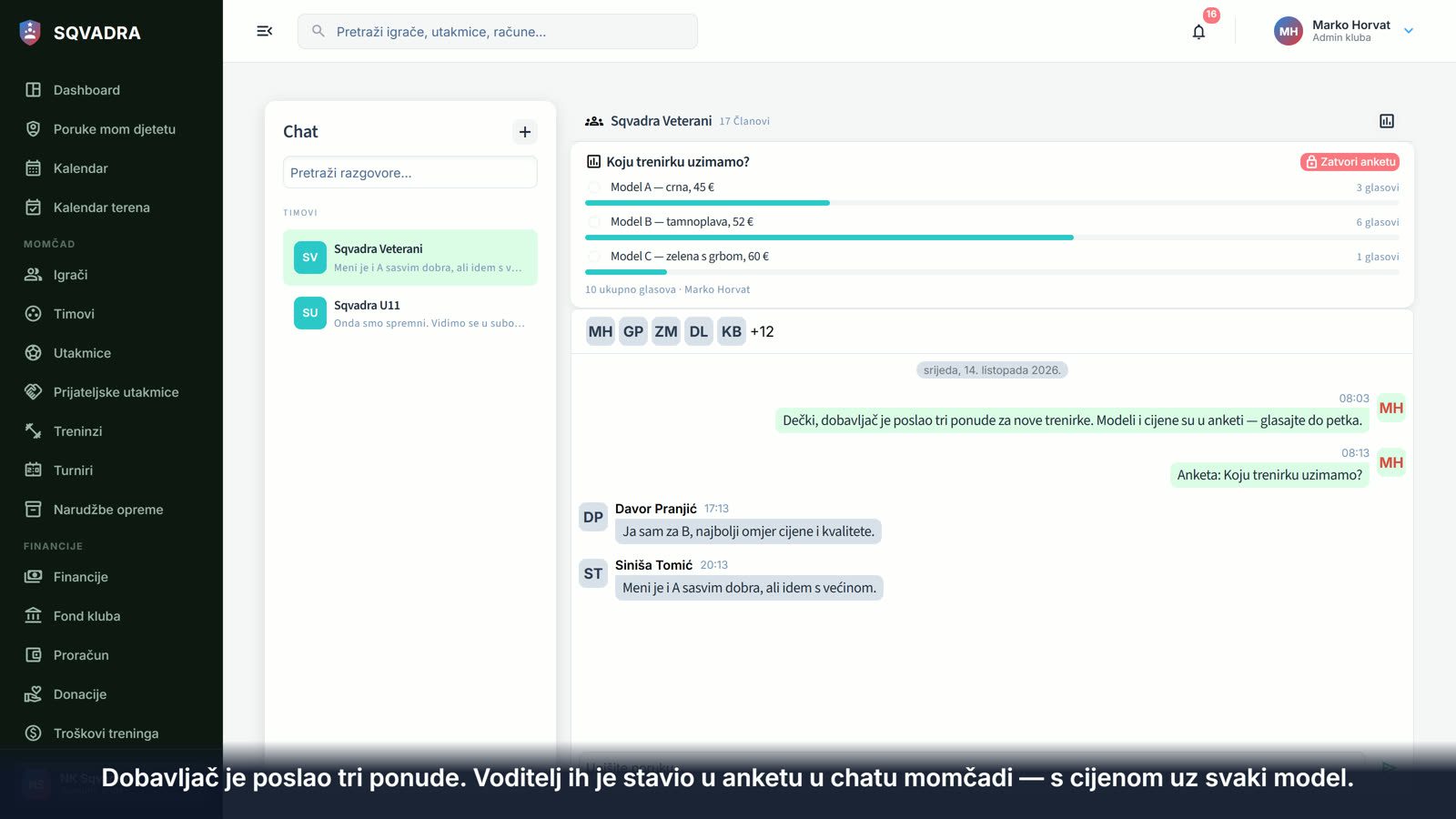 Anketa za nove trenirke u chatu momčadi